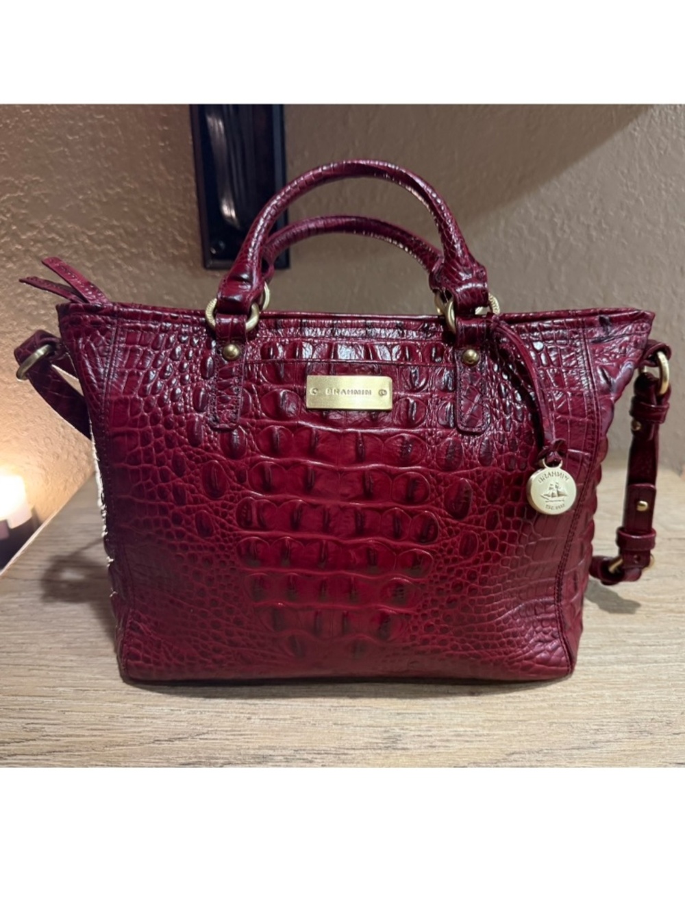 BRAHMIN Mini Arno Tote in Deep Red